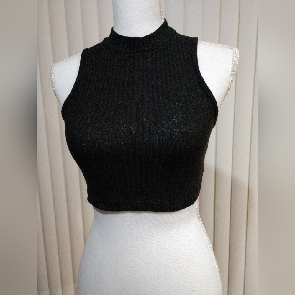 Shein Sleeveless Bodycon CROP Top Black Size Junior's Small, Chest 28"